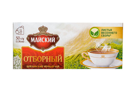 Чай черный в пакетиках МАЙСКИЙ 25*2гр Отборный байховый 1/18шт