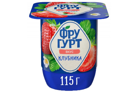 Йогурт Фругурт 115гр 2.5% Клубника 1/12шт Продукт без заменителя молочного жира