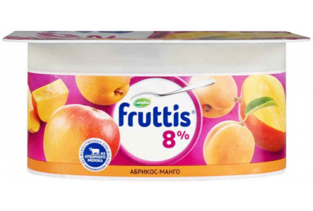 Продукт йогуртный FRUTTIS 115гр 8% Суперэкстра абрикос/манго/лесные ягоды 1/16шт Продукт без заменит