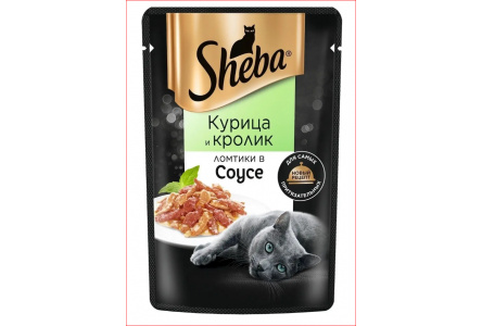 Корм д/кошек SHEBA 75гр Курица/кролик ломтики в соусе 1/28шт №10248076