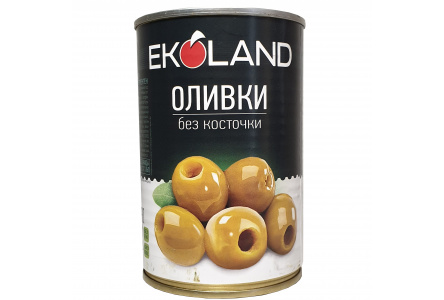 Оливки EKOLAND 280гр Без косточки ж/б 1/12шт