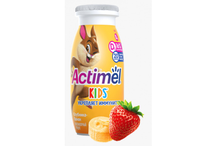 Продукт кисломолочный ACTIMUNO Kids 95гр 1,5% Клубника/Банан 1/24шт Продукт без заменителя молочного