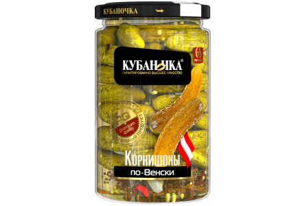 Корнишоны КУБАНОЧКА 680гр По-венски маринованные ст/б 1/8шт