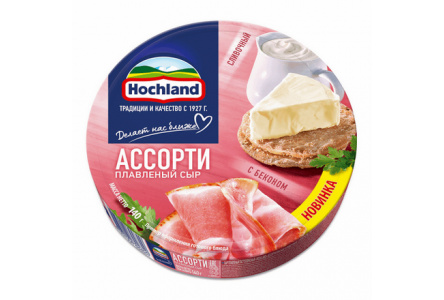 Сыр плавленый HOCHLAND 140гр Ассорти сливочный с беконом 1/10шт