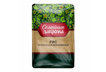 Крупа СЕМЕЙНЫЕ ЗАКРОМА 1,5кг Рис длиннозерный пропаренный м/у 1/6шт