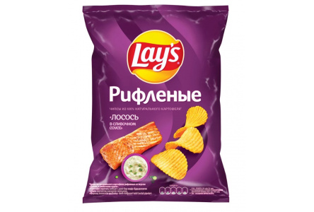 Чипсы LAYS 140гр Лосось в сливочном соусе рифленые 1/19шт