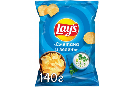 Чипсы LAYS 140гр Сметана/зелень 1/19шт