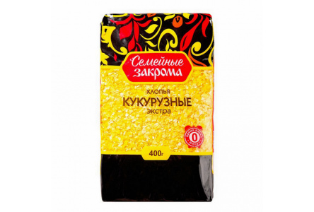 Хлопья СЕМЕЙНЫЕ ЗАКРОМА 400гр Кукурузные экстра м/у 1/12шт