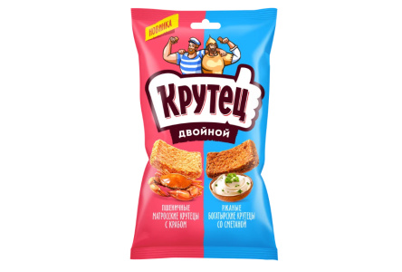 Сухарики ДВОЙНОЙ КРУТЕЦ 100гр Краб/сметана 1/18шт
