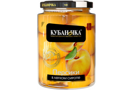 Компот КУБАНОЧКА 750гр Персиковый ст/б 1/8шт