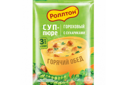 Суп-пюре РОЛЛТОН 21гр Гороховый с сухариками 1/36шт