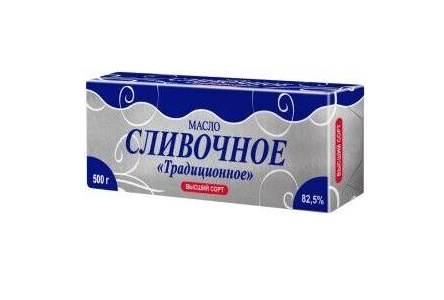 Масло сливочное Синий узор 500гр 82,5% Традиционное 1/12шт