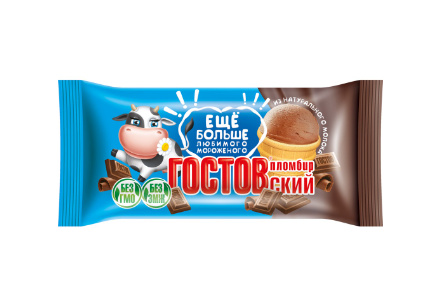 Мороженое ГОСТОВский 75/90гр Пломбир шоколадный ваф/ст 1/42шт БЗМЖ
