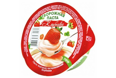 Паста творожная 180гр 8% Клубника 1/10шт БМК Продукт без заменителя молочного жира